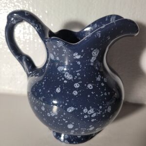 Frankoma Pottery Pitcher Blue Speckled Vtg.